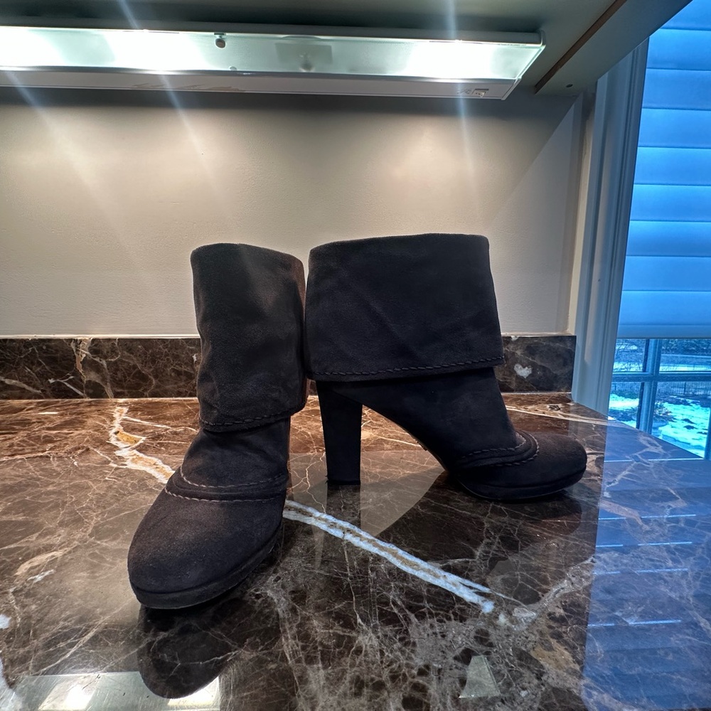 Brown Prada Suede Ankle Boots